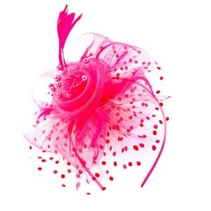 NEW Fascinator Hat‎ Tea Party Headband Feather Flower Hair Clip Wedding Pink